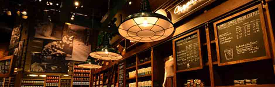 Times Square Starbucks med LED belysning
