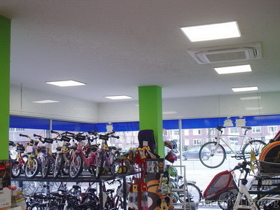 LED paneler i cykelbutik