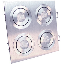 LED Downlight LB2028 4x3W CREE: En av våra mest sålda lampor. Väldigt enkel att installera, behöver ingen kåpa (vi rekommenderar ändå att man installerar en skyddande kåpa), då lampan avger väldigt lite värme. Levereras utan transformator, strömstyrkan skall vara konstant 700 mA. Lampan skall installeras infälld i tak eller skåp. Lampans antikorrosions konstruktion (aluminium) gör den tålig.